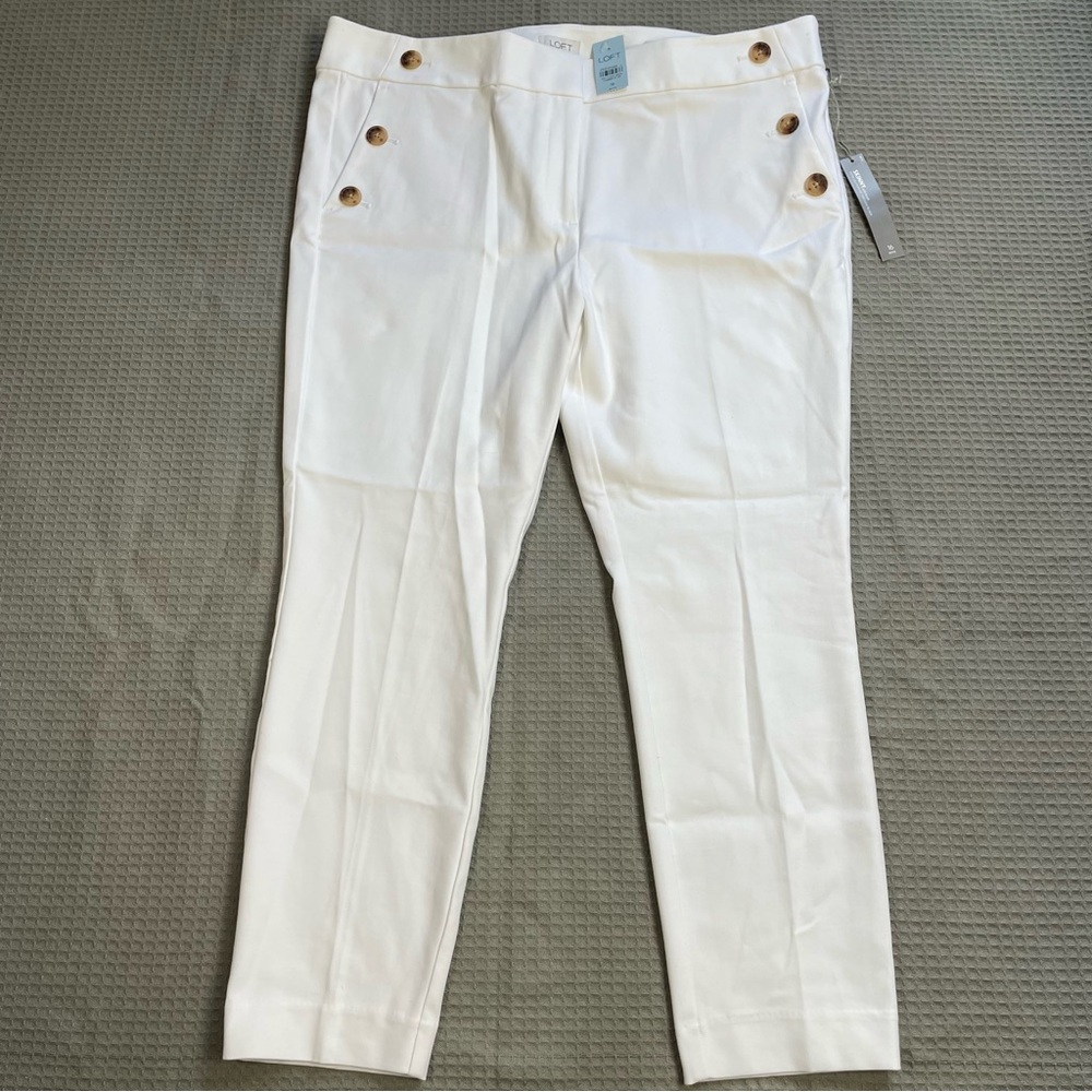 New LOFT Skinny Chino Pants 16P Womens Stretch Ankle Sailor White